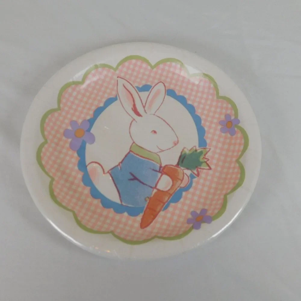 4 Pkgs Easter Holiday Paper Plates Dinner Snack Bunny Rabbit Carrot NIP Check